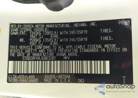 2018 Toyota Highlander Limited Platinum из США, поврежденный, VIN 5TDDZRFHXJS863282